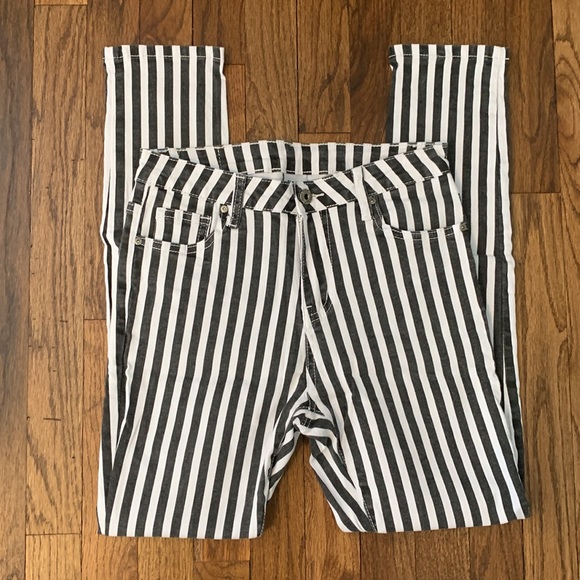 Ruby and Jenna Black and White Striped Jeans - Picture 2 of 4